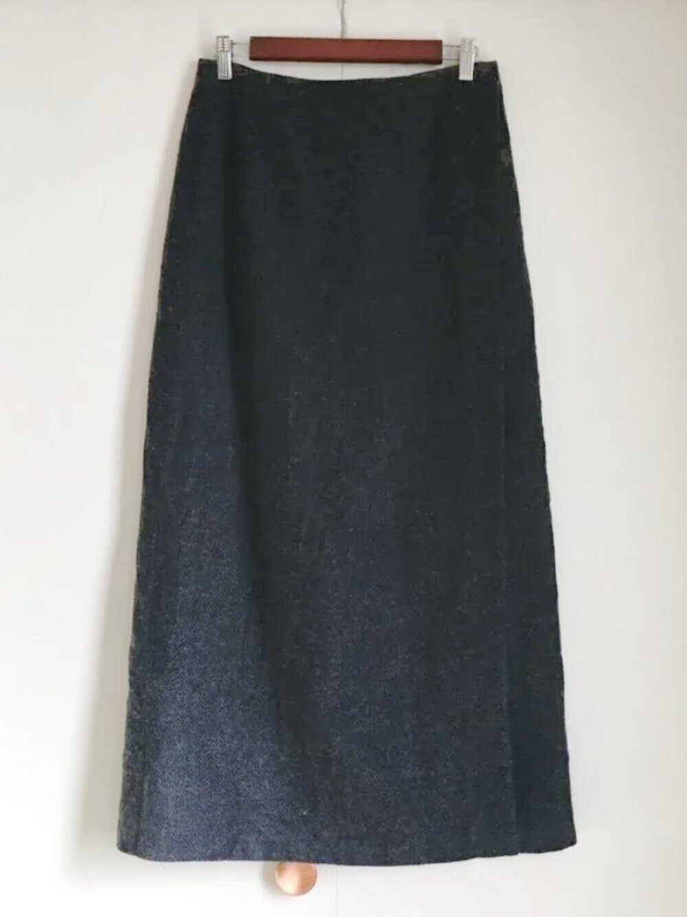 Jessica Vintage Wool Blend Herringbone Wrap Maxi Skirt Made Canada 8 Grungecore